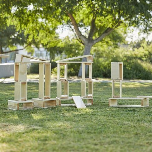 ECR4Kids Hollow Block Set, Wooden Toys, Natural, 18-Piece in Saudi Arabia
