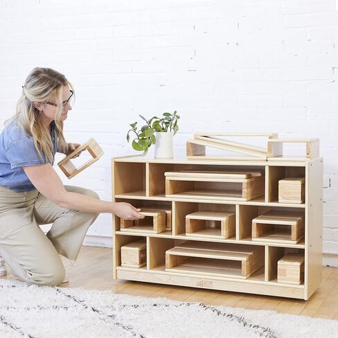 ECR4Kids Hollow Block Set, Wooden Toys, Natural, 18-Piece in Saudi Arabia
