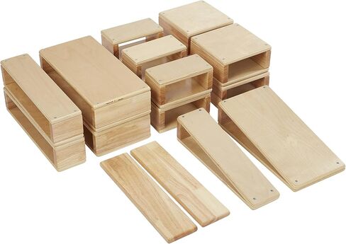 ECR4Kids Hollow Block Set, Wooden Toys, Natural, 18-Piece in Saudi Arabia