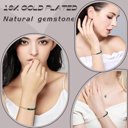 MetJakt Handmade Original Healing Crystals Energy Gemstone Stretch Bracelet for Women with 6MM Beaded 18K Gold Ball Two in One Natural Stone Jewelry (Purple Tiger's Eye, 18K Gold Plated) in Saudi Arabia
