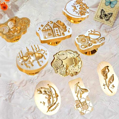 10 قطعة زهرة النبات الإغاثة الشمع ختم عدة مع مقبض سبيكة خمر ختم الشمع ختم رؤساء الطيور فراشة سحابة البيت الشمع طوابع DIY بها بنفسك سكرابوكينغ بطاقات مغلفات دعوة زفاف هدية التفاف in Kuwait