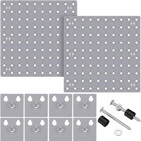 2 Pieces Pegboard Wall Organizer Small Pegboard Peg Board Wall Panel Kits Pegboard Accessories, 2 Installation Methods, No Harm to The Wall for Garage Kitchen Bathroom Office (Gray) in Saudi Arabia