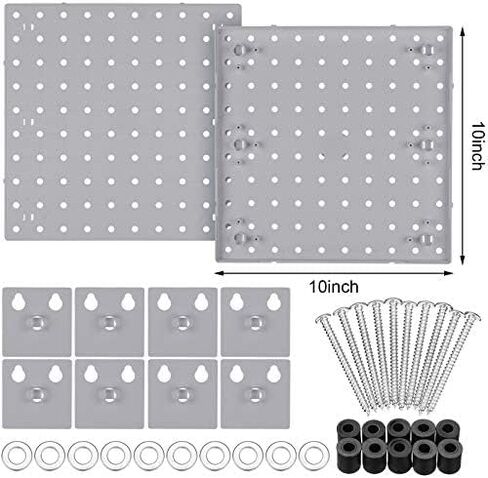 2 Pieces Pegboard Wall Organizer Small Pegboard Peg Board Wall Panel Kits Pegboard Accessories, 2 Installation Methods, No Harm to The Wall for Garage Kitchen Bathroom Office (Gray) in Saudi Arabia