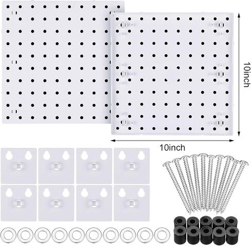 2 Pieces Pegboard Wall Organizer Small Pegboard Peg Board Wall Panel Kits Pegboard Accessories, 2 Installation Methods, No Harm to The Wall for Garage Kitchen Bathroom Office (Gray) in Saudi Arabia