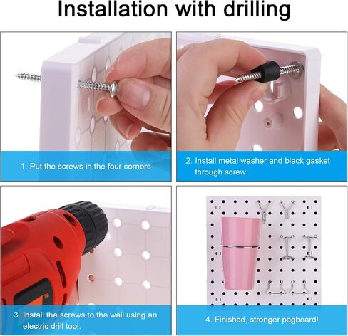2 Pieces Pegboard Wall Organizer Small Pegboard Peg Board Wall Panel Kits Pegboard Accessories, 2 Installation Methods, No Harm to The Wall for Garage Kitchen Bathroom Office (Gray) in Saudi Arabia