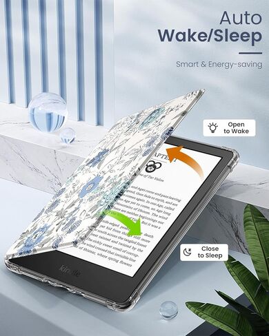 MoKo Case for Universal 6 Inches E-Book Reader and Tablets 2022, Ultra Clear Soft Flexible Transparent TPU Back Cover Light Shell with Auto Wake/Sleep, Agave Green in Saudi Arabia