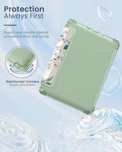 MoKo Case for Universal 6 Inches E-Book Reader and Tablets 2022, Ultra Clear Soft Flexible Transparent TPU Back Cover Light Shell with Auto Wake/Sleep, Agave Green in Saudi Arabia
