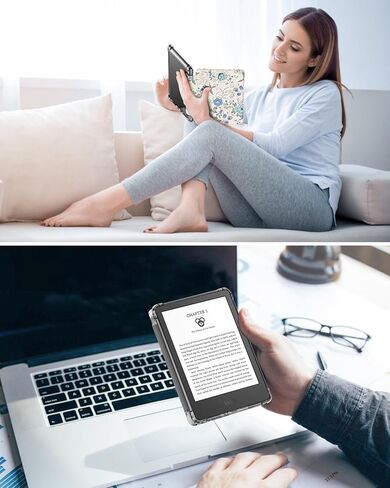 MoKo Case for Universal 6 Inches E-Book Reader and Tablets 2022, Ultra Clear Soft Flexible Transparent TPU Back Cover Light Shell with Auto Wake/Sleep, Agave Green in Saudi Arabia