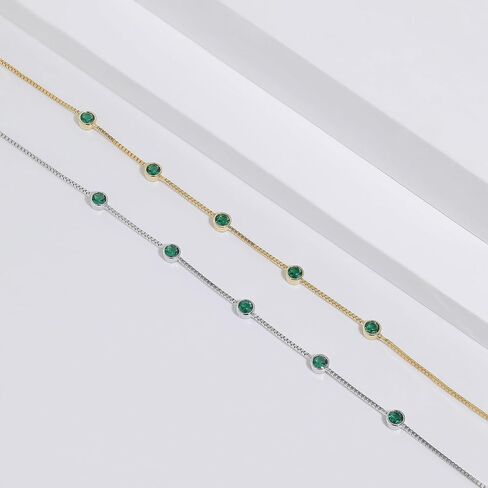 Meissa Birthstone Bracelets for Women Gold Bracelet Emerald Green Charm Bracelet 925 Sterling Silver May Birthstone Jewelry Girls Fashion, Silver in Saudi Arabia