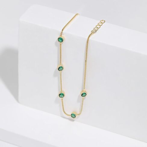 Meissa Birthstone Bracelets for Women Gold Bracelet Emerald Green Charm Bracelet 925 Sterling Silver May Birthstone Jewelry Girls Fashion, Silver in Saudi Arabia