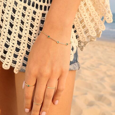 Meissa Birthstone Bracelets for Women Gold Bracelet Emerald Green Charm Bracelet 925 Sterling Silver May Birthstone Jewelry Girls Fashion, Silver in Saudi Arabia