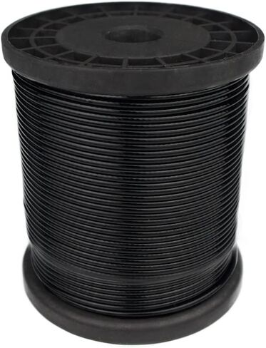 FOLUXING 100Ft كابل سلك حبل أسود، 1/16 بوصة مطلي إلى 3/32 بوصة، الفولاذ المقاوم للصدأ لسلسلة أضواء معلقة عدة، سلك دليل الضوء في الهواء الطلق، DIY الدرابزينات حبل الغسيل in Kuwait