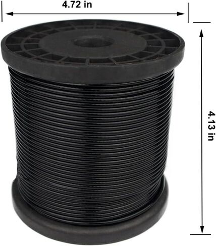 FOLUXING 100Ft كابل سلك حبل أسود، 1/16 بوصة مطلي إلى 3/32 بوصة، الفولاذ المقاوم للصدأ لسلسلة أضواء معلقة عدة، سلك دليل الضوء في الهواء الطلق، DIY الدرابزينات حبل الغسيل in Kuwait