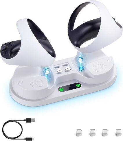 محطة شحن وحدة التحكم لوحدة التحكم PSVR2 Sense، قاعدة شحن مزدوجة لجهاز PS VR2، محطة شحن مغناطيسية مع 4 أطراف مغناطيسية من النوع C وكابل شحن من النوع C in Kuwait