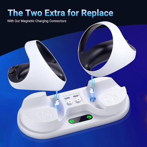 محطة شحن وحدة التحكم لوحدة التحكم PSVR2 Sense، قاعدة شحن مزدوجة لجهاز PS VR2، محطة شحن مغناطيسية مع 4 أطراف مغناطيسية من النوع C وكابل شحن من النوع C in Kuwait