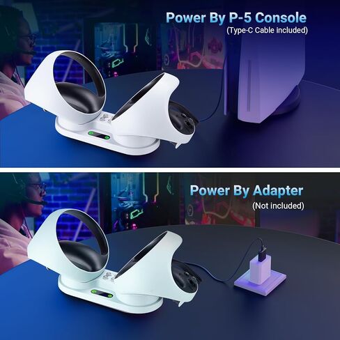 محطة شحن وحدة التحكم لوحدة التحكم PSVR2 Sense، قاعدة شحن مزدوجة لجهاز PS VR2، محطة شحن مغناطيسية مع 4 أطراف مغناطيسية من النوع C وكابل شحن من النوع C in Kuwait