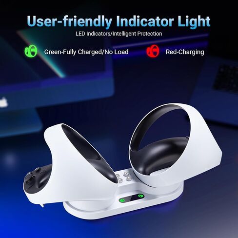 محطة شحن وحدة التحكم لوحدة التحكم PSVR2 Sense، قاعدة شحن مزدوجة لجهاز PS VR2، محطة شحن مغناطيسية مع 4 أطراف مغناطيسية من النوع C وكابل شحن من النوع C in Kuwait