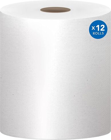 مناشف Scott® Universal مصنوعة من الألياف الصلبة المعاد تدويرها بنسبة 100% (01052)، مع جيوب امتصاص™، 1.5 بوصة، بيضاء، (800'/لفة، 12 لفة/علبة، 9600'/علبة) in Kuwait