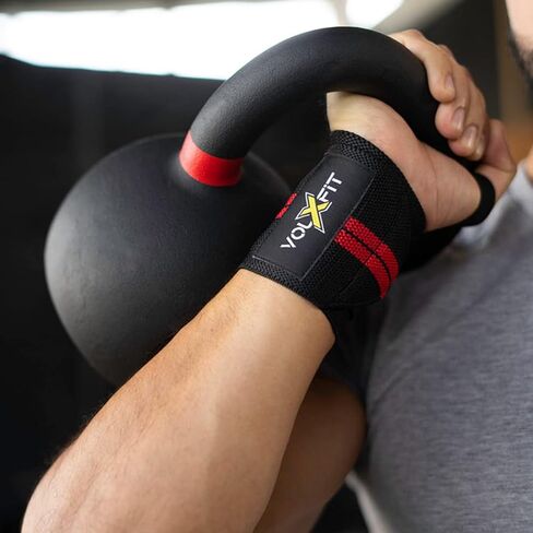 Volxfit Wrist Support Weightlifting Wrap with Heavy Duty Thumb Loops - Wrist Brace for Crossfit Fitness and Strength TraIng - Powerlifting Gym Bodybuilding Workout - Wrists Protection Gear, Black in Saudi Arabia