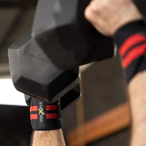 Volxfit Wrist Support Weightlifting Wrap with Heavy Duty Thumb Loops - Wrist Brace for Crossfit Fitness and Strength TraIng - Powerlifting Gym Bodybuilding Workout - Wrists Protection Gear, Black in Saudi Arabia