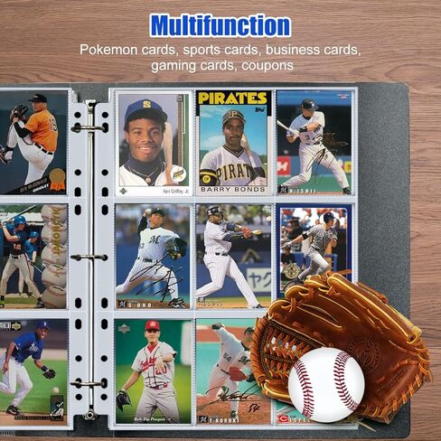 JIKIOU 1440 جيوب لصفحات بطاقات التداول مزدوجة الجوانب وأكمام 9 جيوب من البلاستيك الشفاف لحماية بطاقات الألعاب من أجل Skylanders، والبوكيمون، وبطاقات البيسبول والمزيد، تناسب 3 حلقات (80 صفحة) in Kuwait