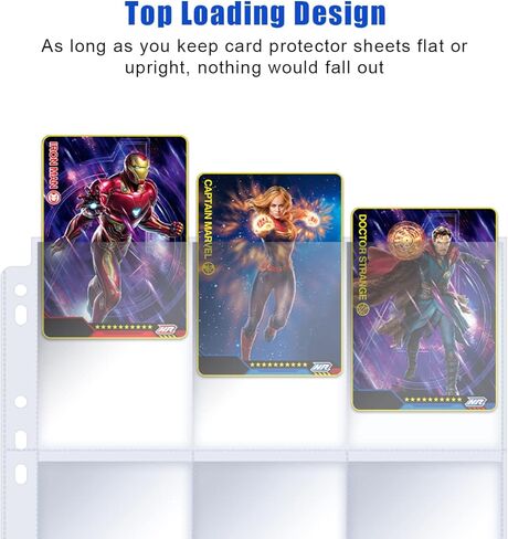 JIKIOU 1440 جيوب لصفحات بطاقات التداول مزدوجة الجوانب وأكمام 9 جيوب من البلاستيك الشفاف لحماية بطاقات الألعاب من أجل Skylanders، والبوكيمون، وبطاقات البيسبول والمزيد، تناسب 3 حلقات (80 صفحة) in Kuwait