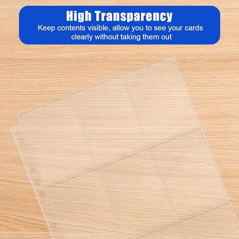 JIKIOU 1440 جيوب لصفحات بطاقات التداول مزدوجة الجوانب وأكمام 9 جيوب من البلاستيك الشفاف لحماية بطاقات الألعاب من أجل Skylanders، والبوكيمون، وبطاقات البيسبول والمزيد، تناسب 3 حلقات (80 صفحة) in Kuwait