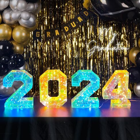 ديكورات التخرج من DAZONGE فئة 2024-4 LED سرادق تضيء أرقام '2024' لافتة مع أوضاع متعددة - 2024 ديكورات حفلات التخرج لرياض الأطفال في مرحلة ما قبل المدرسة الثانوية وديكور الكلية in Kuwait