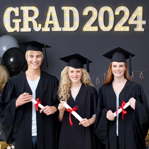 2024 ديكورات حفلات التخرج، 8 مصابيح LED مضيئة حرف "GRAD 2024" لافتة لديكورات التخرج فئة 2024 رياض الأطفال مرحلة ما قبل المدرسة الثانوية لوازم حفلات التخرج in Kuwait