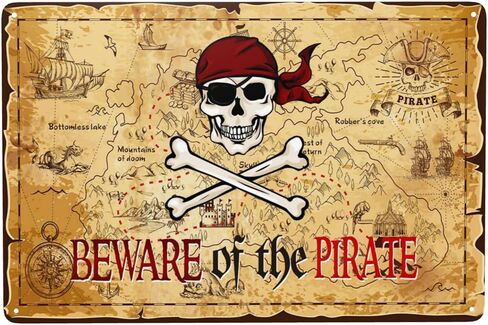 Pirate Theme Signs Decor Metal Sign Pirates Only All Others Will Walk The Plank Signs 12x8 Inches (Pirate01) in Saudi Arabia