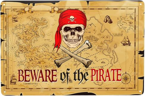 Pirate Theme Signs Decor Metal Sign Pirates Only All Others Will Walk The Plank Signs 12x8 Inches (Pirate01) in Saudi Arabia