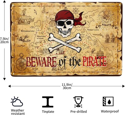 Pirate Theme Signs Decor Metal Sign Pirates Only All Others Will Walk The Plank Signs 12x8 Inches (Pirate01) in Saudi Arabia