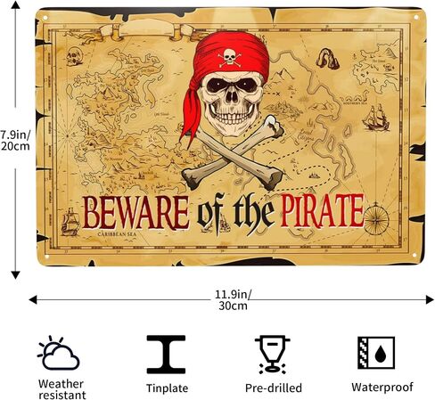 Pirate Theme Signs Decor Metal Sign Pirates Only All Others Will Walk The Plank Signs 12x8 Inches (Pirate01) in Saudi Arabia