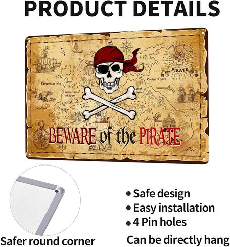 Pirate Theme Signs Decor Metal Sign Pirates Only All Others Will Walk The Plank Signs 12x8 Inches (Pirate01) in Saudi Arabia