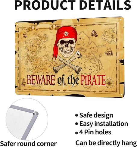 Pirate Theme Signs Decor Metal Sign Pirates Only All Others Will Walk The Plank Signs 12x8 Inches (Pirate01) in Saudi Arabia