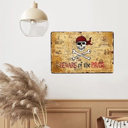 Pirate Theme Signs Decor Metal Sign Pirates Only All Others Will Walk The Plank Signs 12x8 Inches (Pirate01) in Saudi Arabia