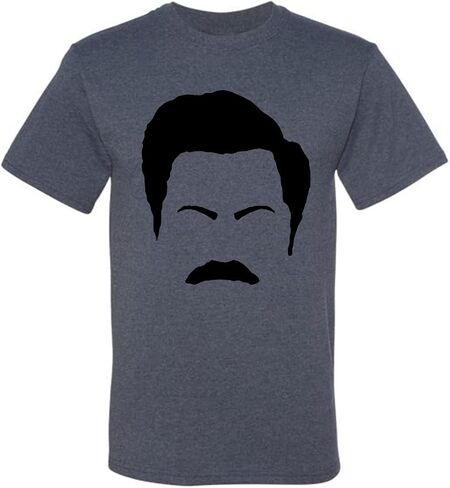 تي شيرت برسوم جرافيكية للرجال من Parks and Rec Fans Ron Swanson Moustache Face Silhouette Pop Culture in Kuwait