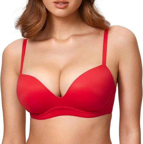 DOBREVA Women's Push Up Bra No Underwire Comfortable Wireless Bras Padded Plunge in Saudi Arabia