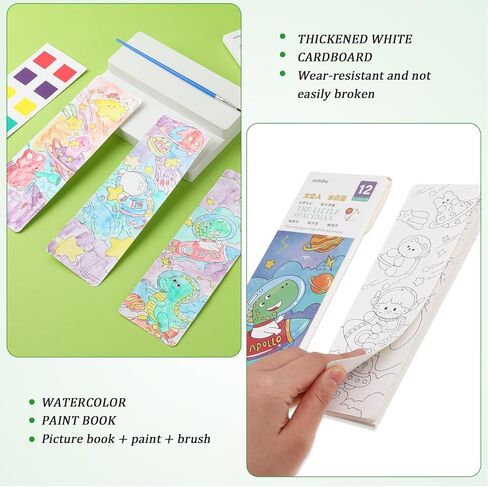 Lusofie Pocket Watercolor Painting Book Kids Watercolor Paint Set Watercolor Bookmarks to Paint Mini Coloring Books for Kids Party Favors(Astronaut) in Saudi Arabia