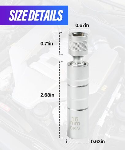 ESEWALAS أداة إزالة مقبس قابس الإشعال المغناطيسي 14 مم/16 مم، أداة إزالة مقبس دوار ذو جدار رفيع مقاس 3/8 بوصة، مجموعة مقبس قابس الإشعال القياسية العالمية، ملحقات السيارة (16 مم (0.63 بوصة)) in Kuwait