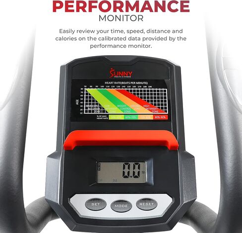 Sunny Health & Fitness Magnetic Elliptical Machine with LCD Performance Monitor, Pulse Sensor, Floor Stabilizers, Low-Impact, Full Body Workout and Optional Bluetooth with Exclusive SunnyFit App in Kuwait