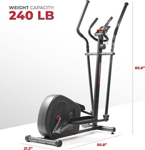 Sunny Health & Fitness Magnetic Elliptical Machine with LCD Performance Monitor, Pulse Sensor, Floor Stabilizers, Low-Impact, Full Body Workout and Optional Bluetooth with Exclusive SunnyFit App in Kuwait