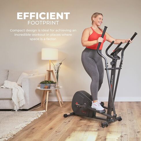 Sunny Health & Fitness Magnetic Elliptical Machine with LCD Performance Monitor, Pulse Sensor, Floor Stabilizers, Low-Impact, Full Body Workout and Optional Bluetooth with Exclusive SunnyFit App in Kuwait
