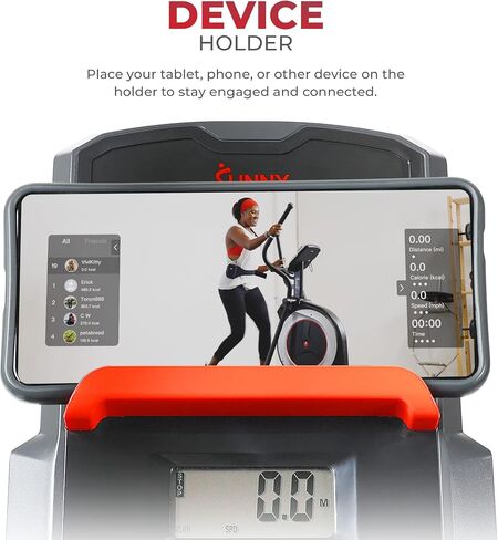 Sunny Health & Fitness Magnetic Elliptical Machine with LCD Performance Monitor, Pulse Sensor, Floor Stabilizers, Low-Impact, Full Body Workout and Optional Bluetooth with Exclusive SunnyFit App in Kuwait