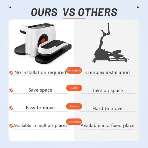 جهاز تدريب بيضاوي الشكل من كيوت وولف تحت المكتب، جهاز تدريب كهربائي على شكل ساق بيضاوية لكبار السن في المنزل، جهاز تمرين بدواسة محمول وهادئ مع جهاز تحكم عن بعد وشاشة عرض LCD in Kuwait