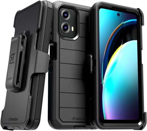 حافظة لهاتف Moto G 5G (2024) مزودة بمشبك حزام ومسند، حافظة هاتف واقية مزدوجة الطبقات مقاومة للصدمات بدون شاشة لهاتف Moto G 5G - أسود in Saudi Arabia