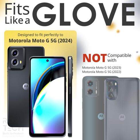 حافظة لهاتف Moto G 5G (2024) مزودة بمشبك حزام ومسند، حافظة هاتف واقية مزدوجة الطبقات مقاومة للصدمات بدون شاشة لهاتف Moto G 5G - أسود in Saudi Arabia