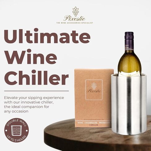 Pixestie Wine Chiller, Wine Coolers for Wine Bottles, Prosecco & Champagne Bucket, Wine Bottle Holder, Gifts for Wine Lovers, Iceless Cooler, Wine Cooler for Single Bottle, 7.5 x 4.3" in Saudi Arabia