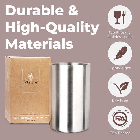 Pixestie Wine Chiller, Wine Coolers for Wine Bottles, Prosecco & Champagne Bucket, Wine Bottle Holder, Gifts for Wine Lovers, Iceless Cooler, Wine Cooler for Single Bottle, 7.5 x 4.3" in Saudi Arabia