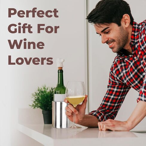 Pixestie Wine Chiller, Wine Coolers for Wine Bottles, Prosecco & Champagne Bucket, Wine Bottle Holder, Gifts for Wine Lovers, Iceless Cooler, Wine Cooler for Single Bottle, 7.5 x 4.3" in Saudi Arabia